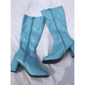 Blue Patent GoGo Disco Dancer 60s 70s Hippie Knee High Costume Boots Women’s 10